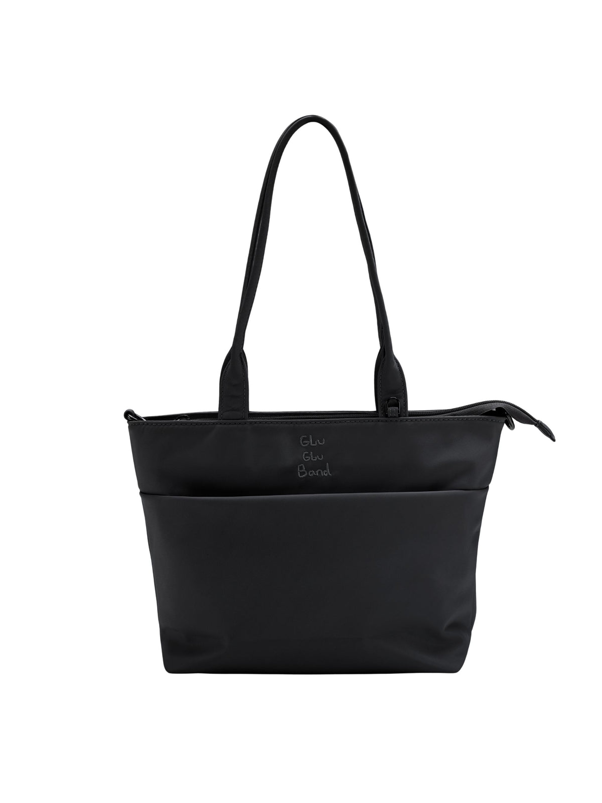 Carbon black 12-inch water-resistant iPad tote bag front view