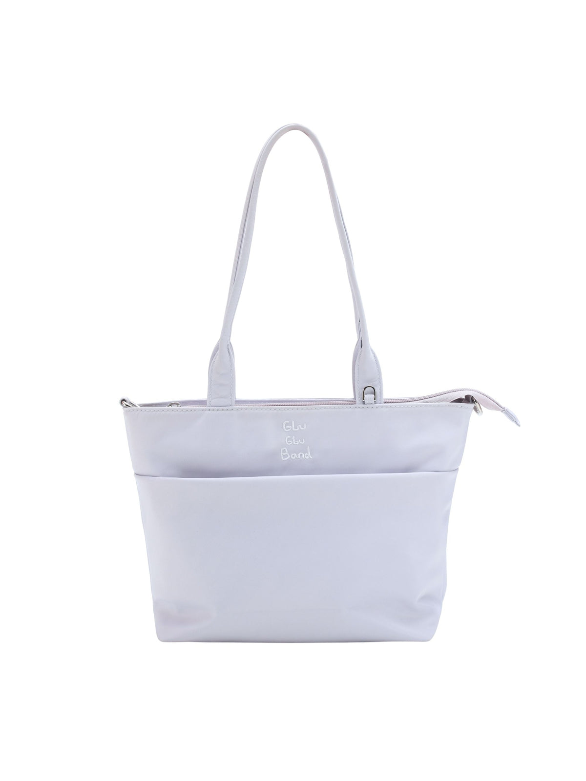 Pale blue-purple 12-inch water-resistant iPad tote bag front view