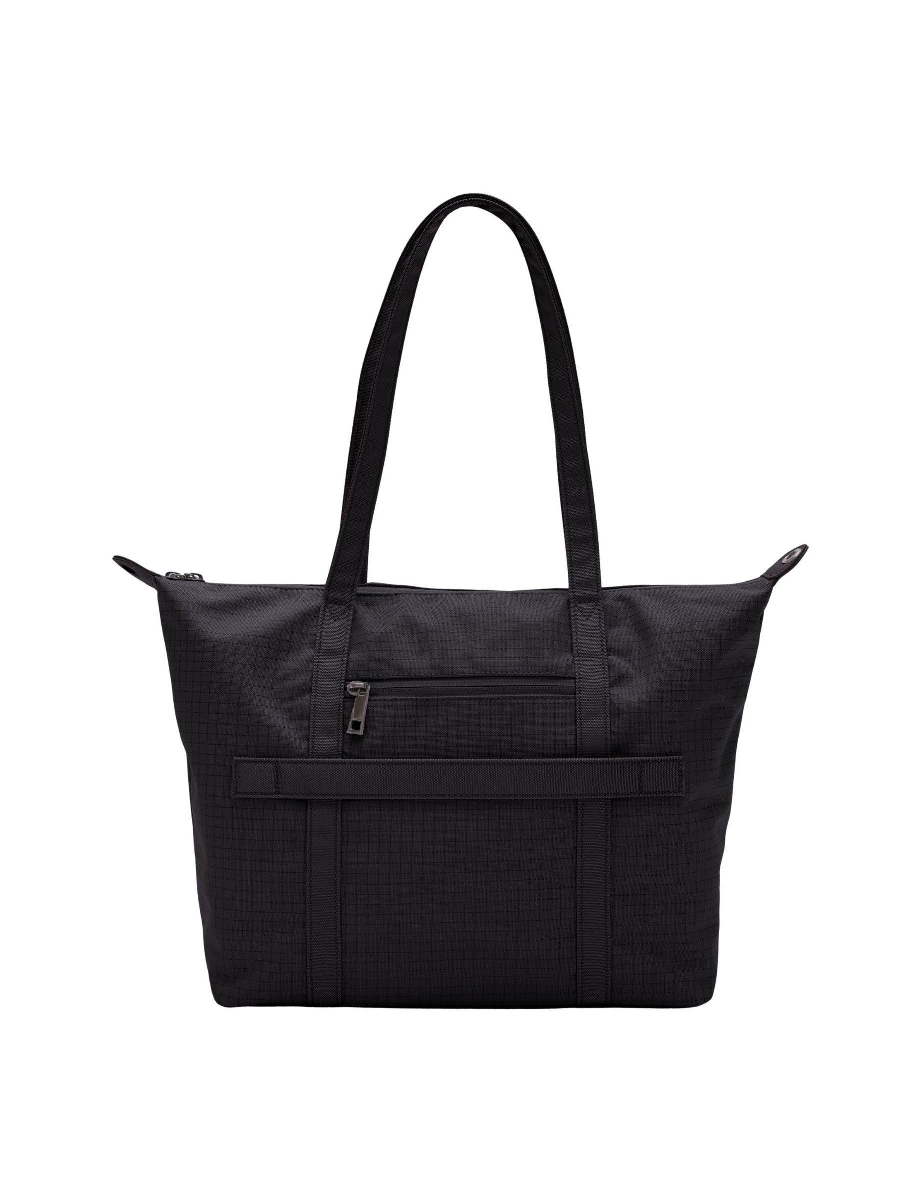Carbon black 14-inch water-resistant laptop tote bag back view
