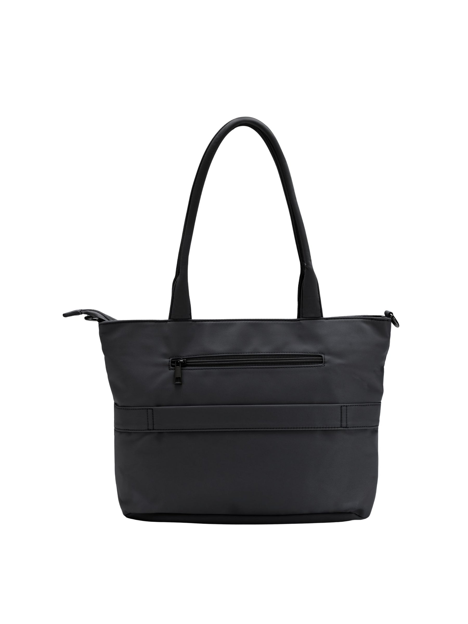 Carbon black 14-inch water-resistant laptop tote bag back view