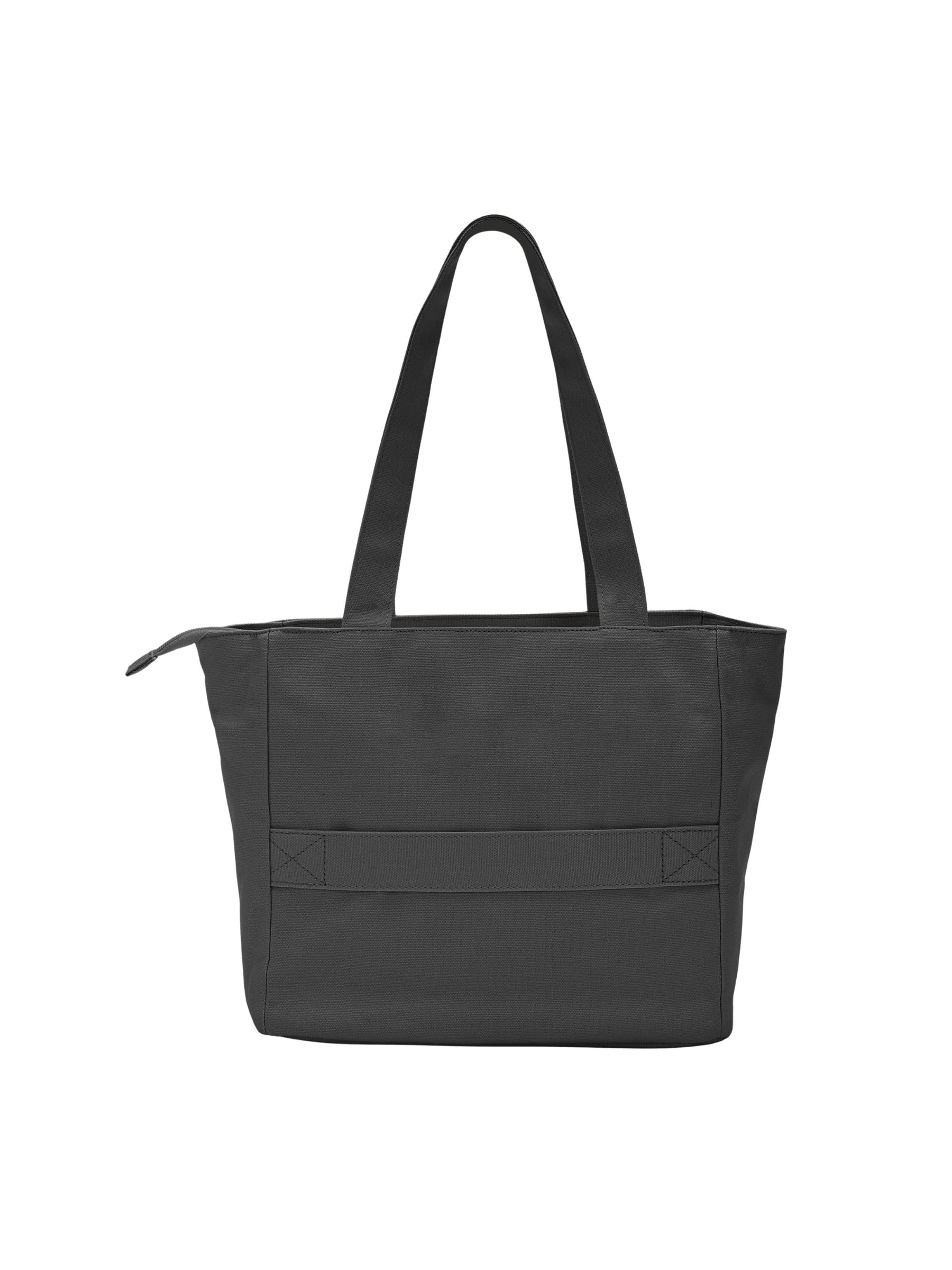 Carbon black 14-inch canvas laptop tote bag for women back view