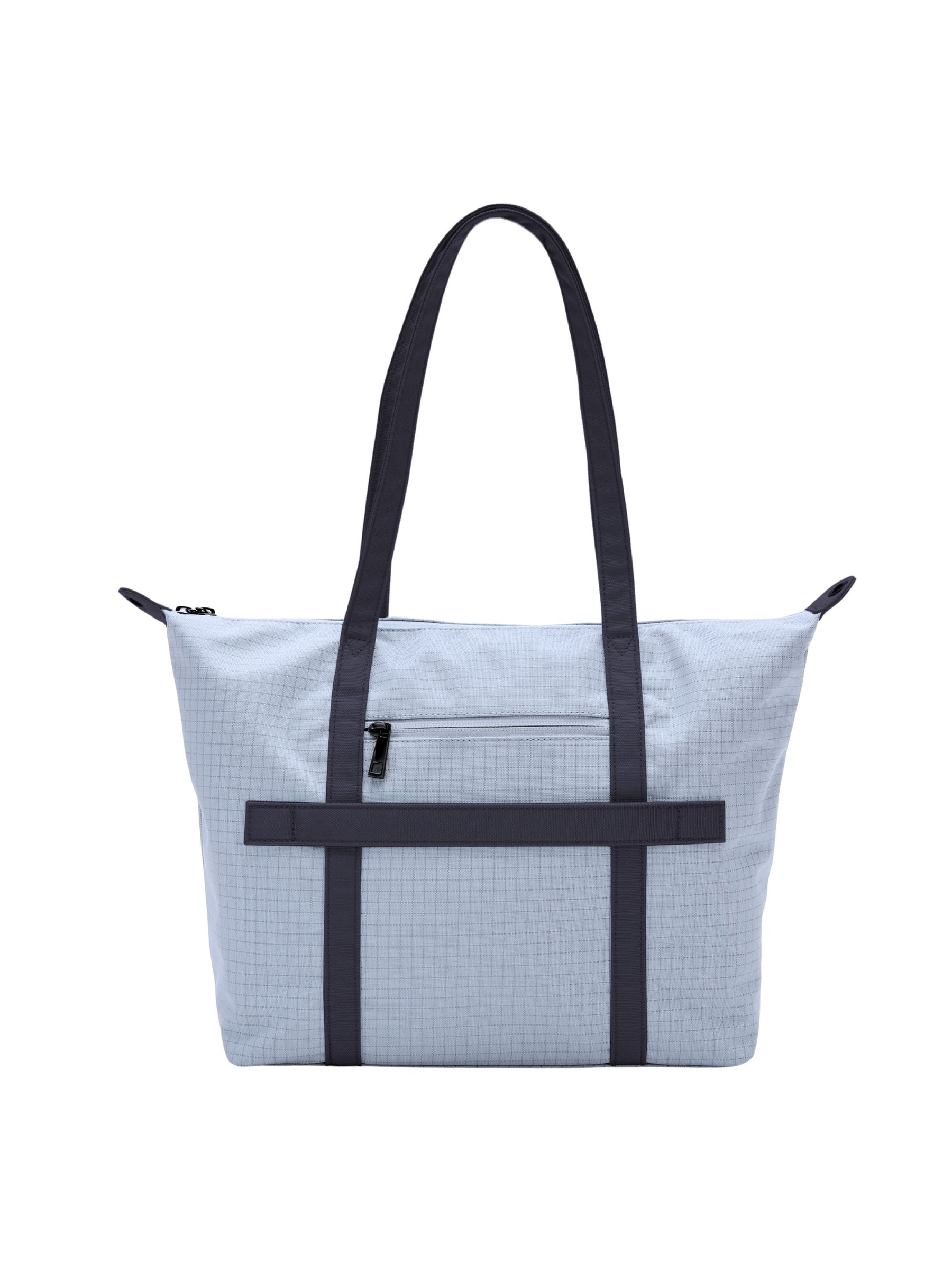 Light blue 14-inch water-resistant laptop tote bag back view