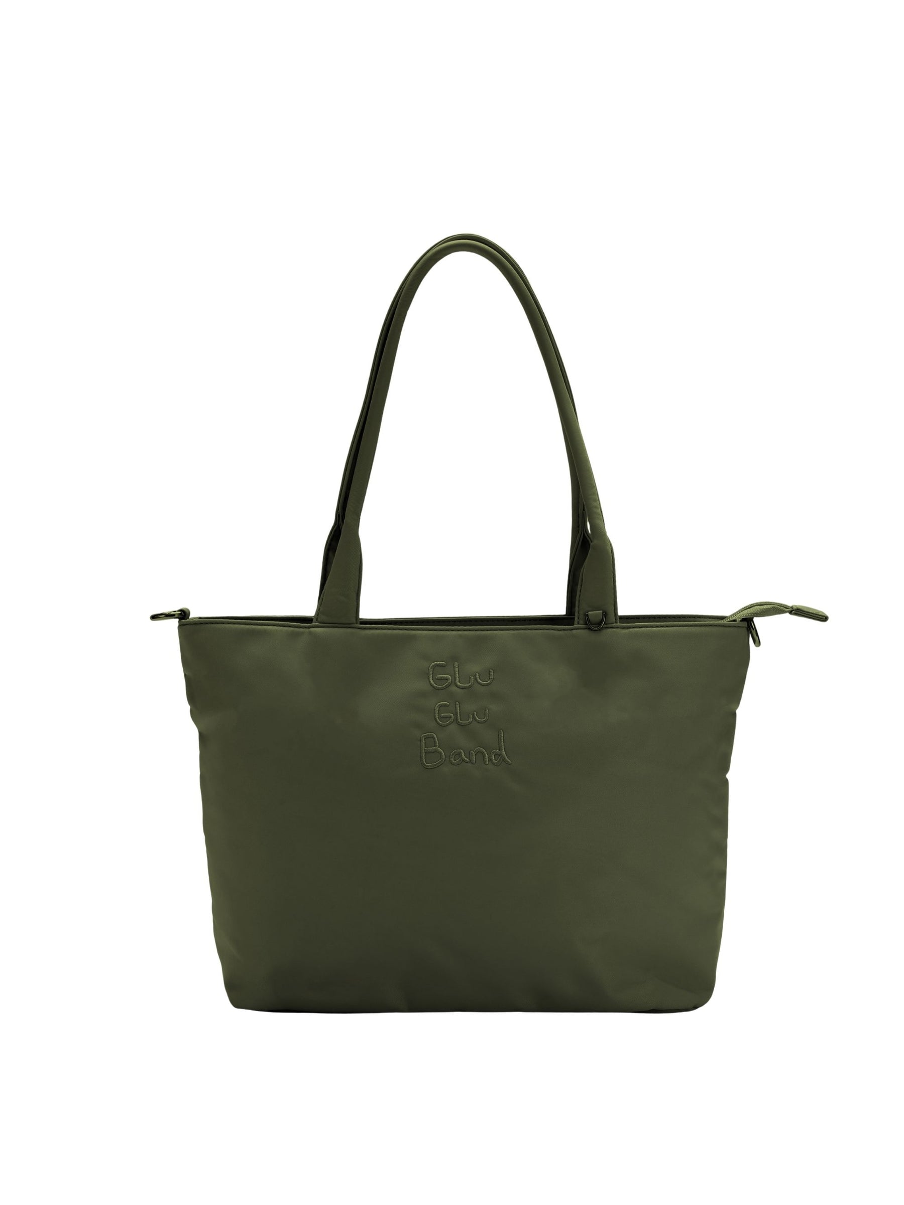 Olive green 14-inch water-resistant laptop tote bag front view