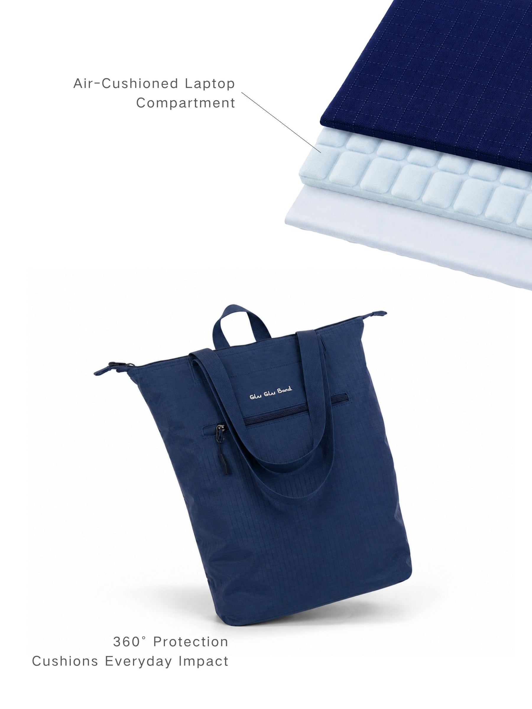 Water-resistant laptop backpack with air-cushioned laptop compartment