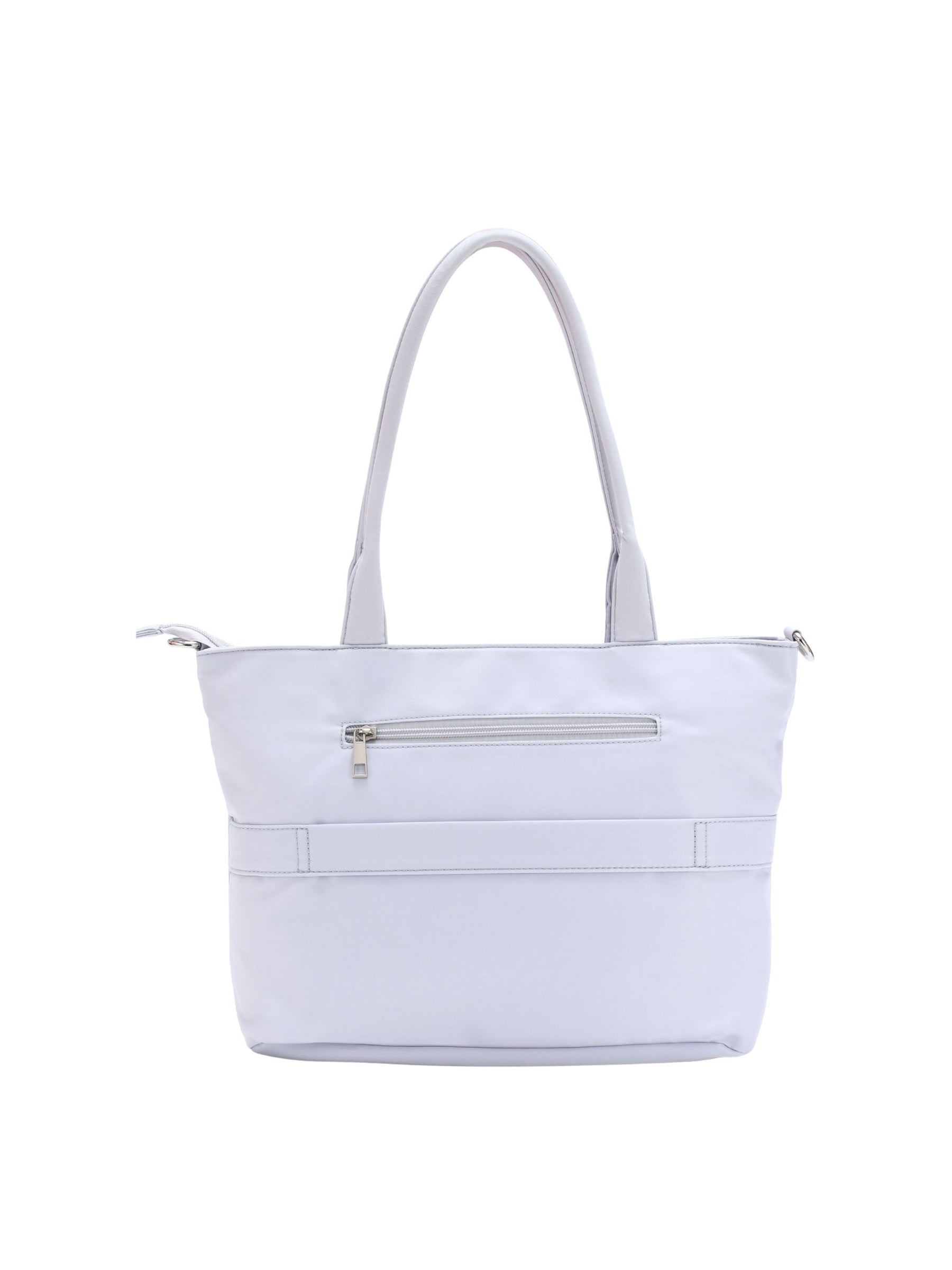 Pale blue-purple 14-inch water-resistant laptop tote bag back view