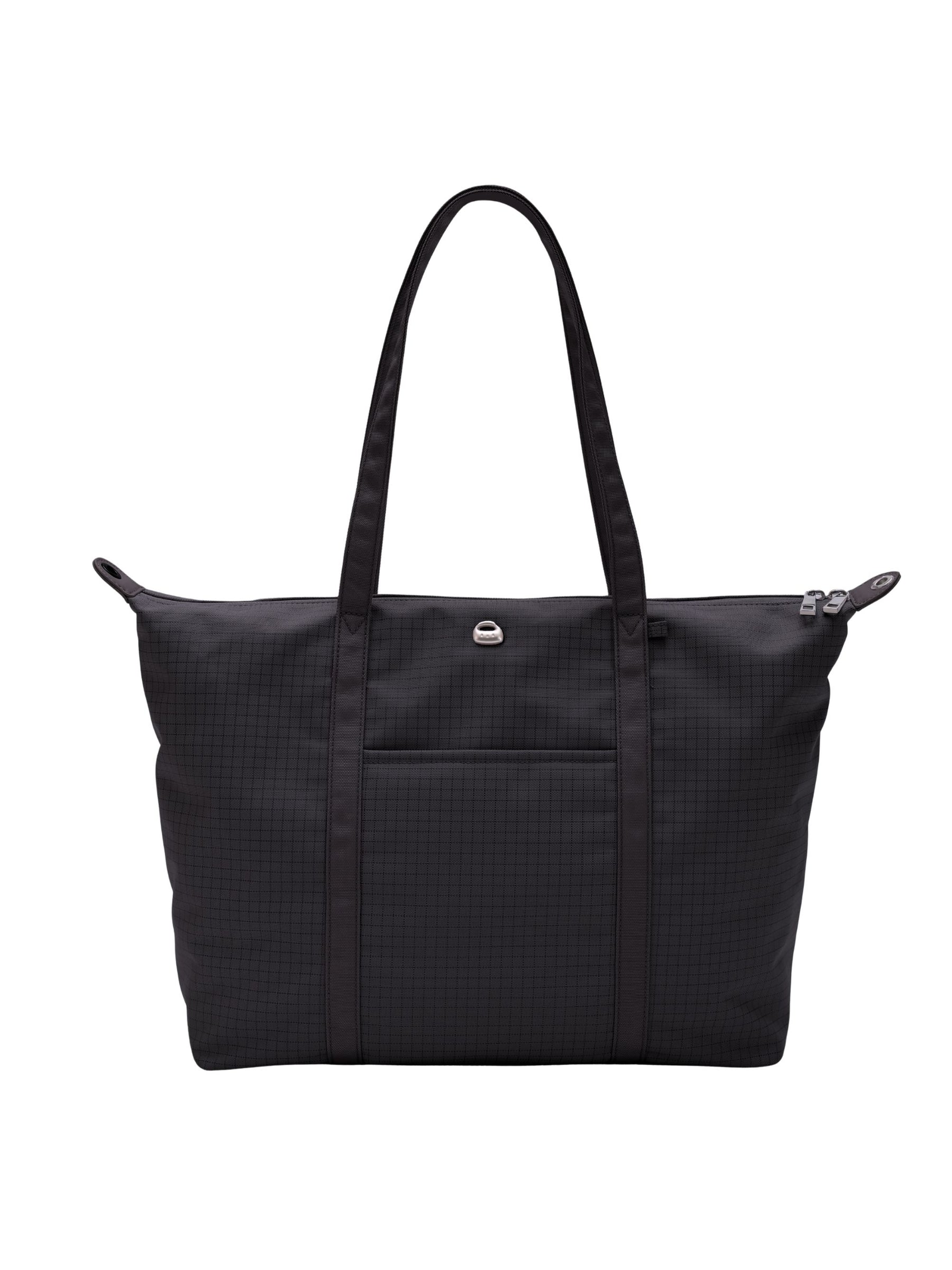 Carbon black 16-inch water-resistant laptop tote bag front view