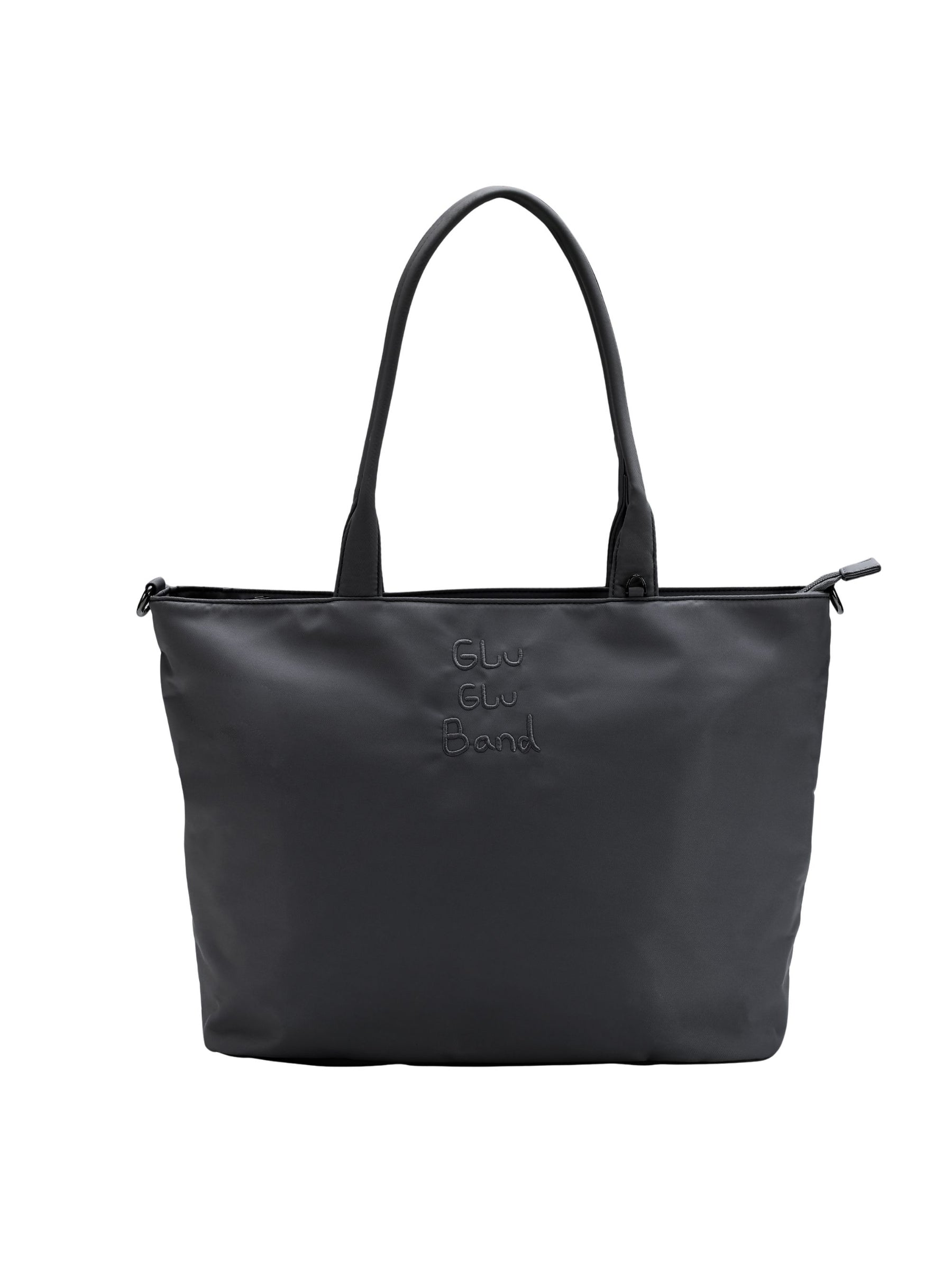 Carbon black 16-inch water-resistant laptop tote bag front view