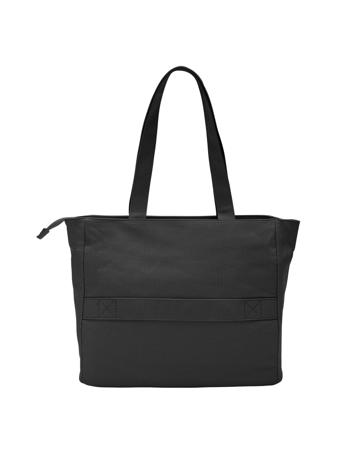 Carbon black 16-inch canvas laptop tote bag for women back view
