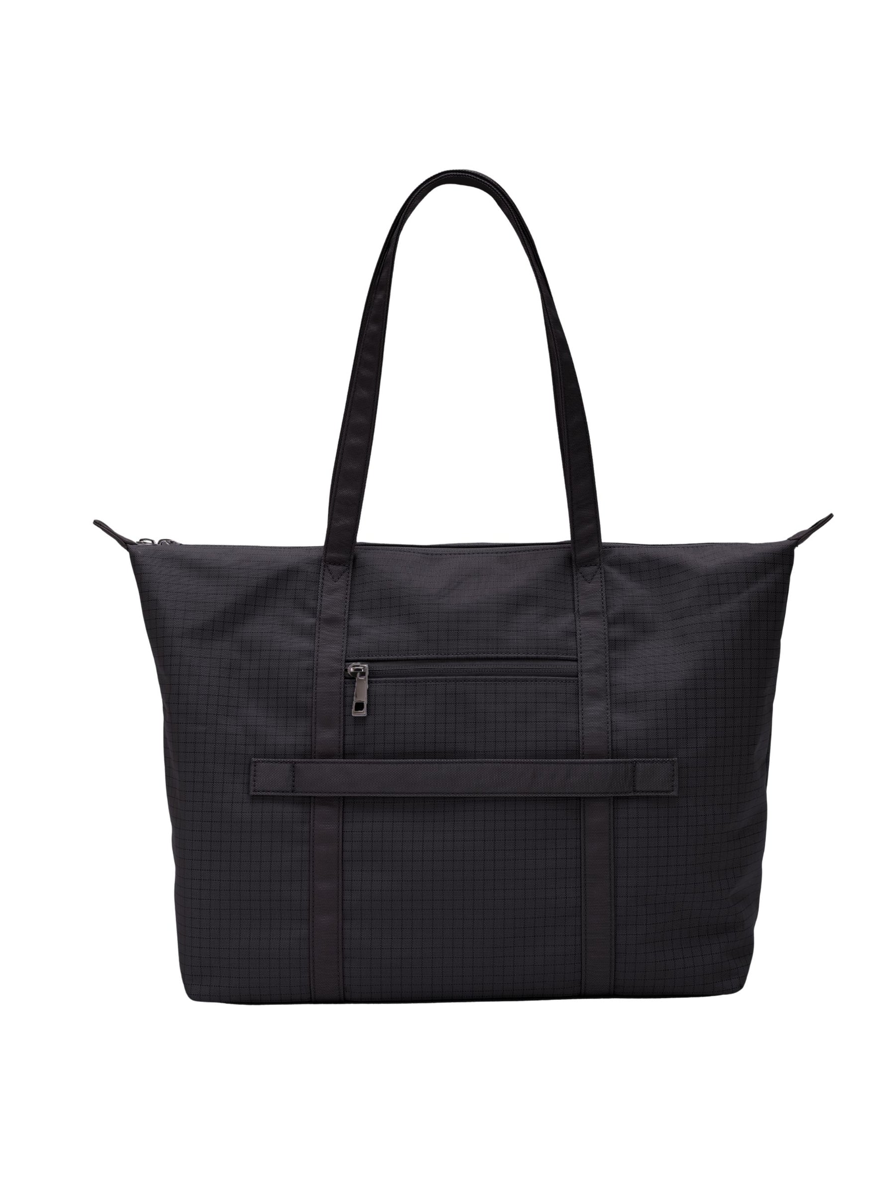 Carbon black 16-inch water-resistant laptop tote bag back view