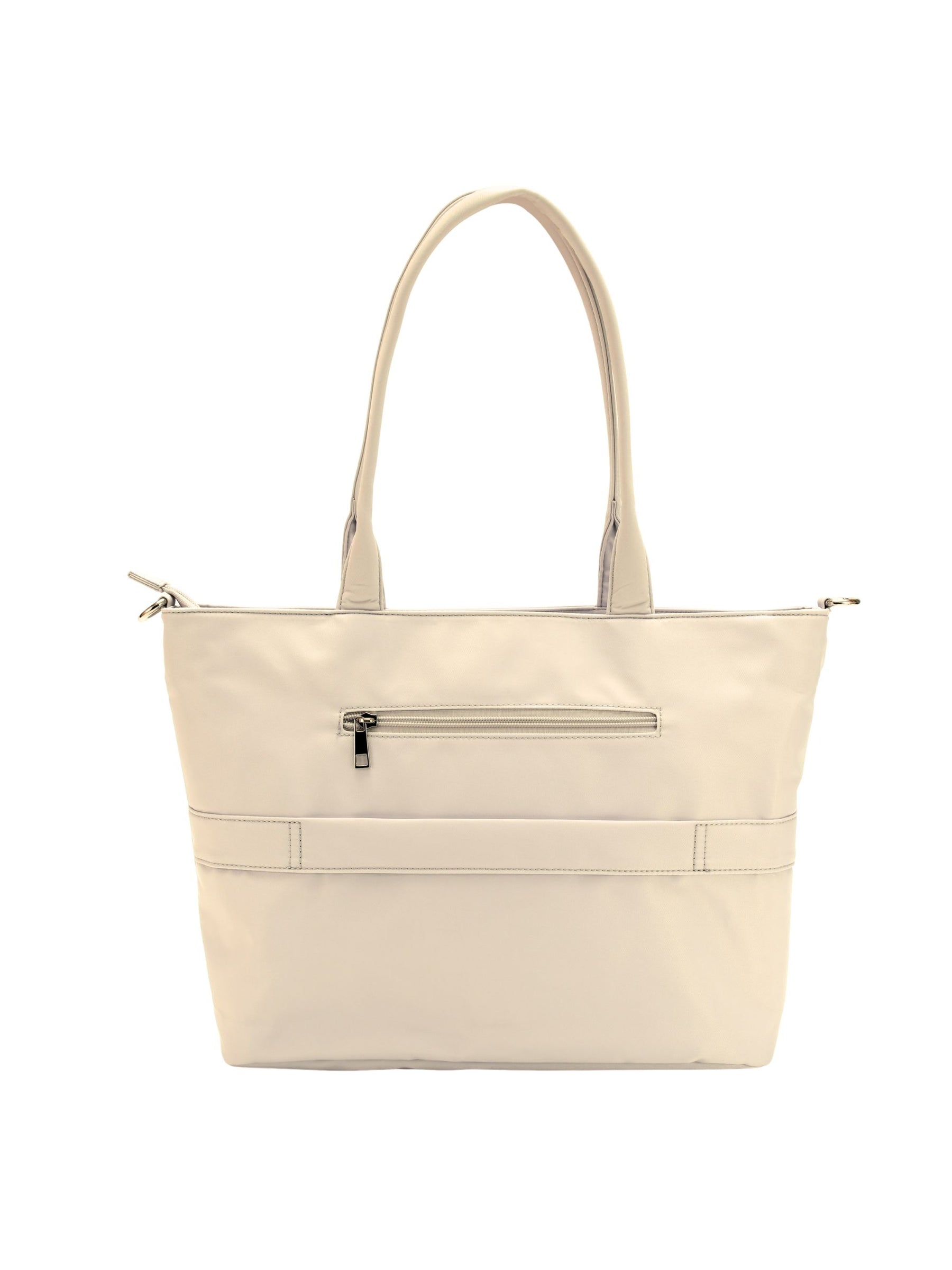 Champagne 16-inch water-resistant laptop tote bag back view