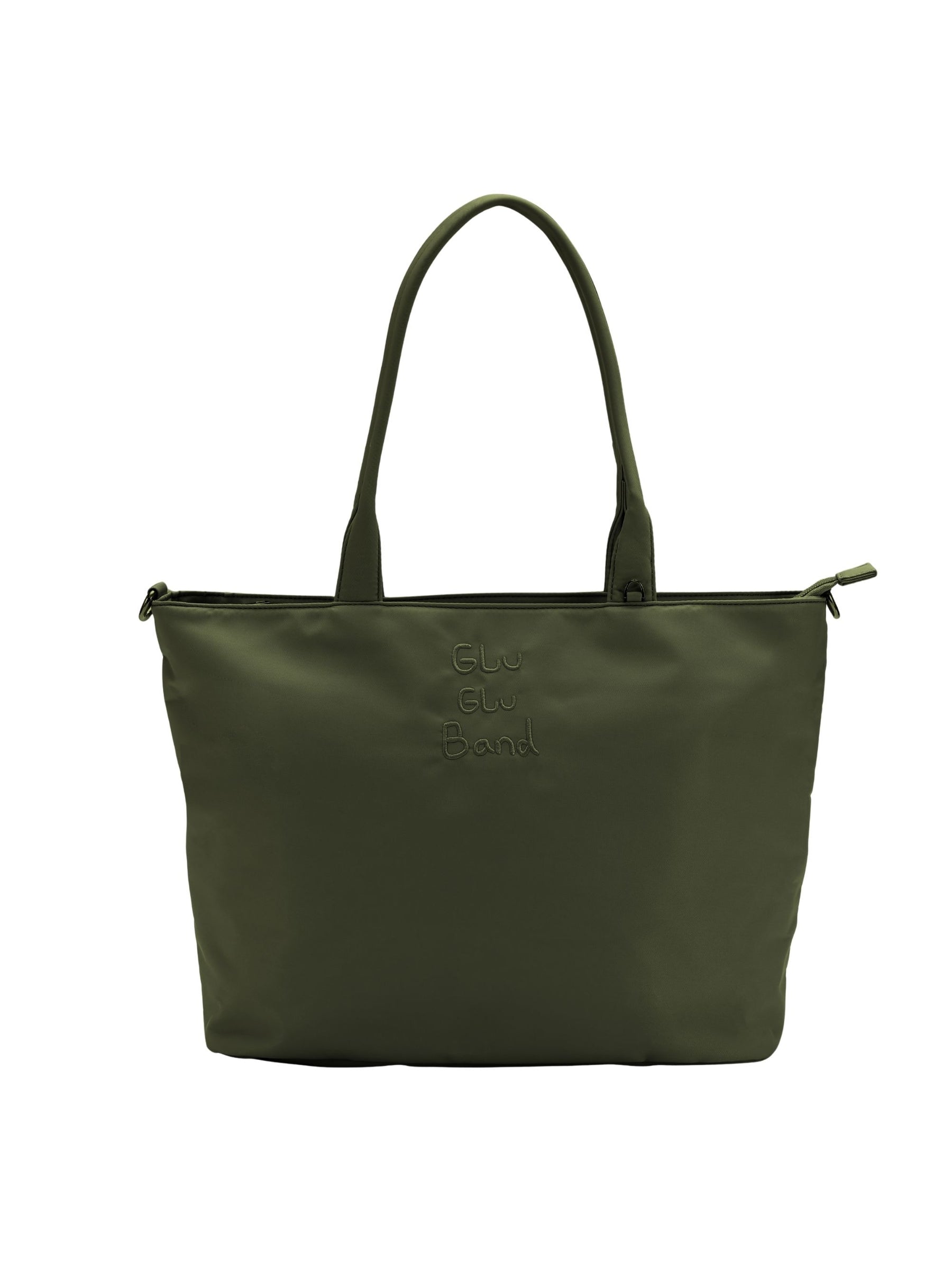 Olive green 16-inch water-resistant laptop tote bag front view