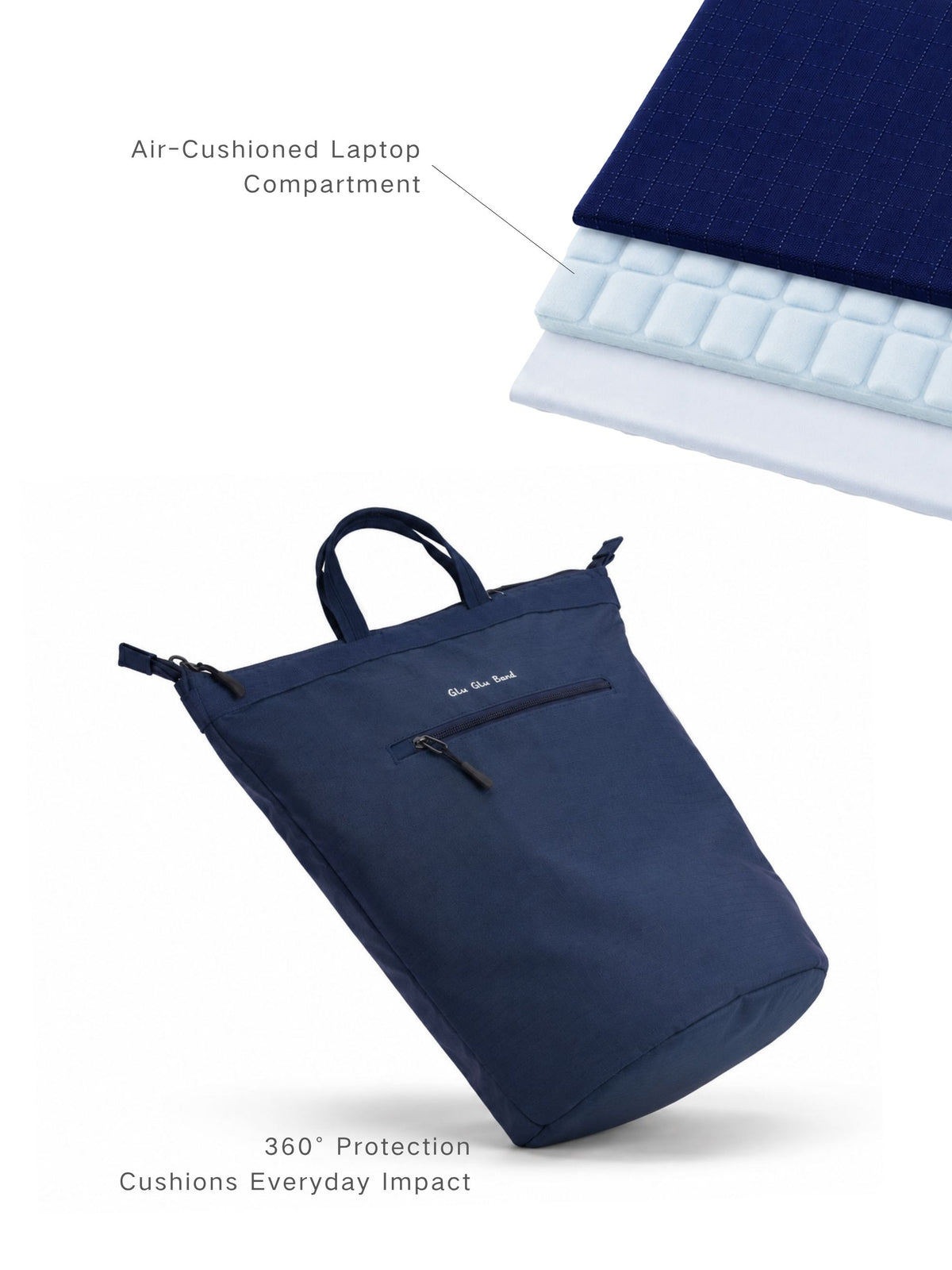 Water-resistant laptop backpack with air-cushioned laptop compartment