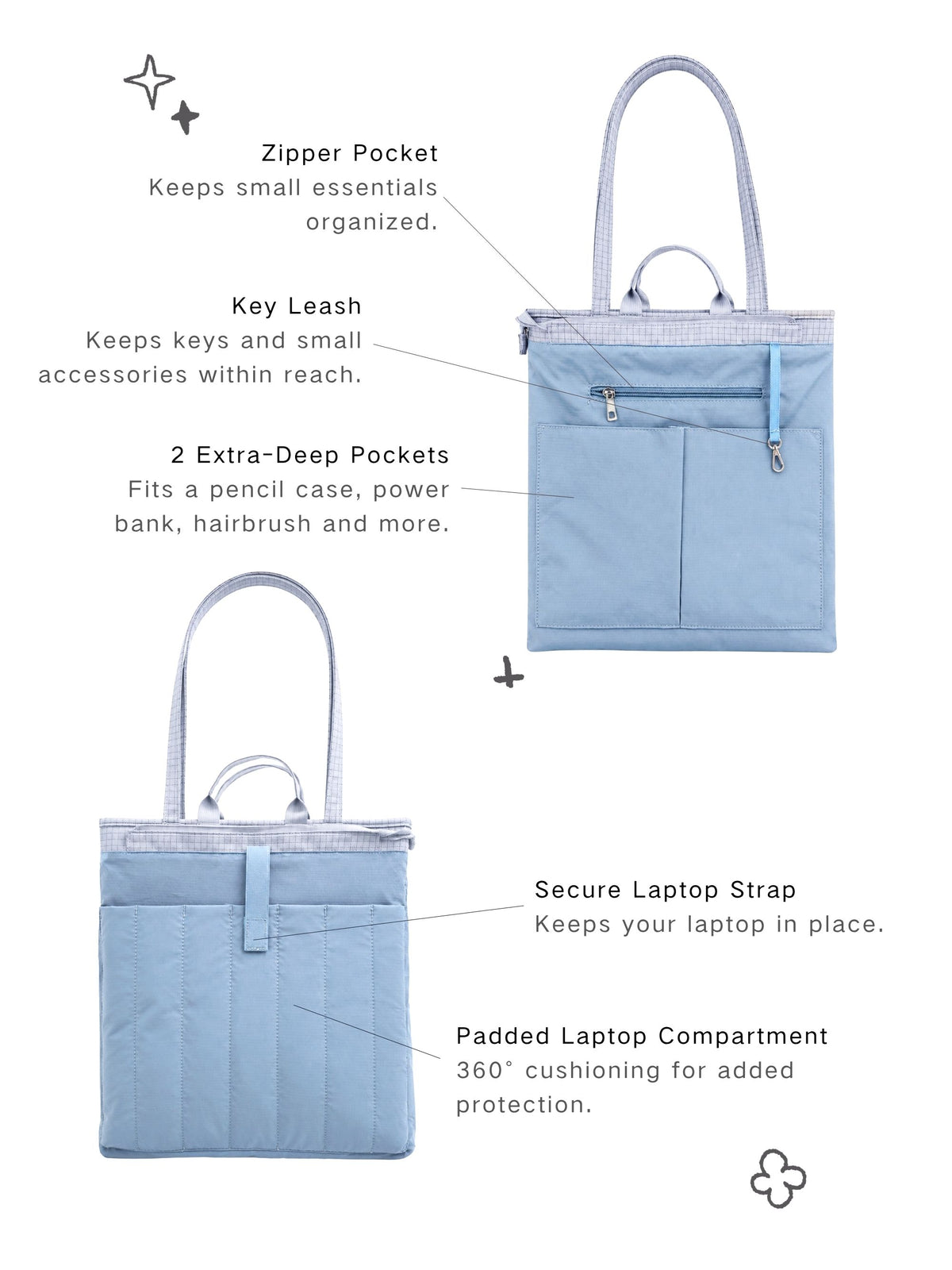 Vertical laptop bag interior pockets and padded laptop compartment