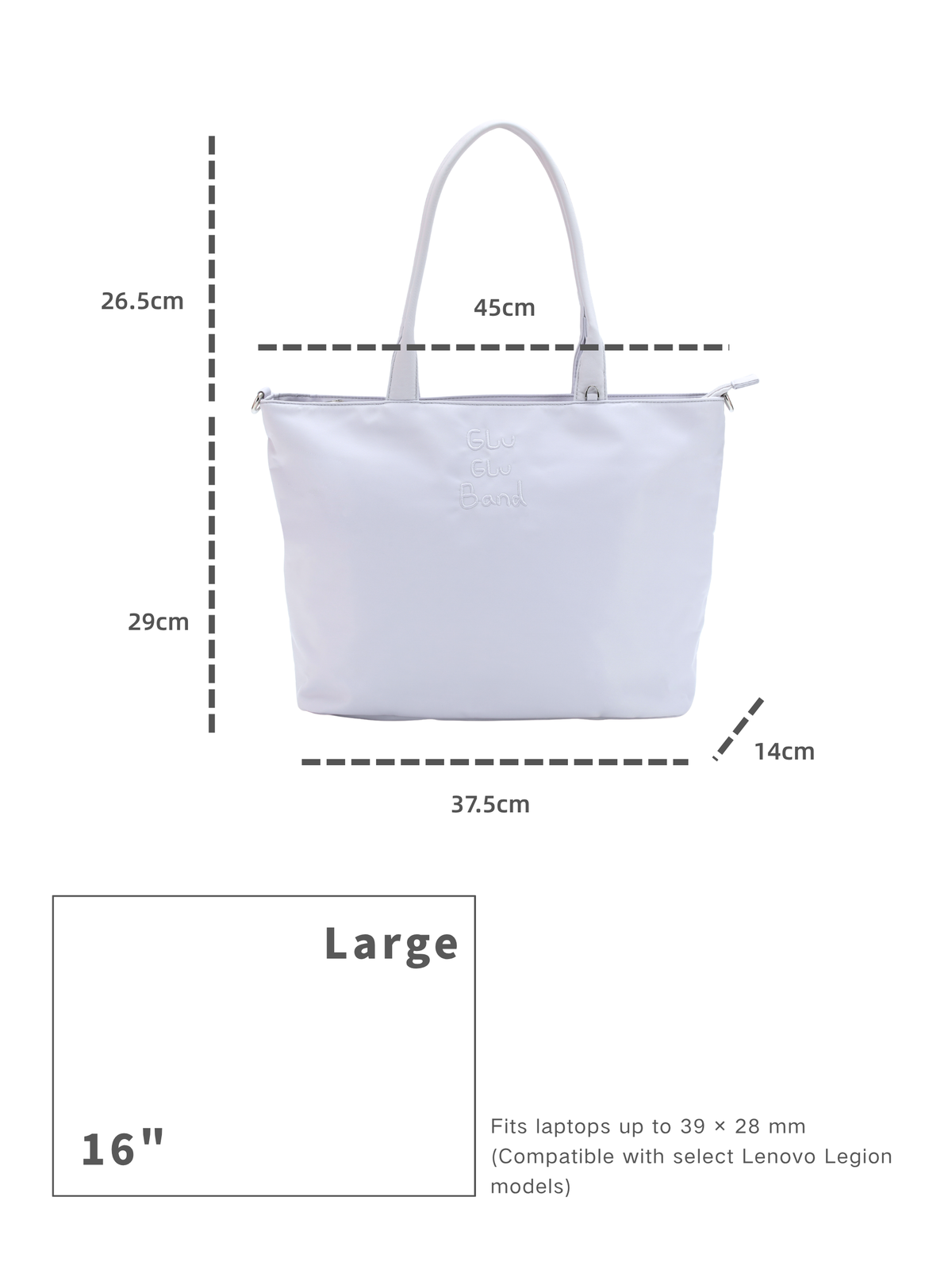 Pale Blue-Purple 16 Inch Laptop Tote Bag Dimensions & Fit