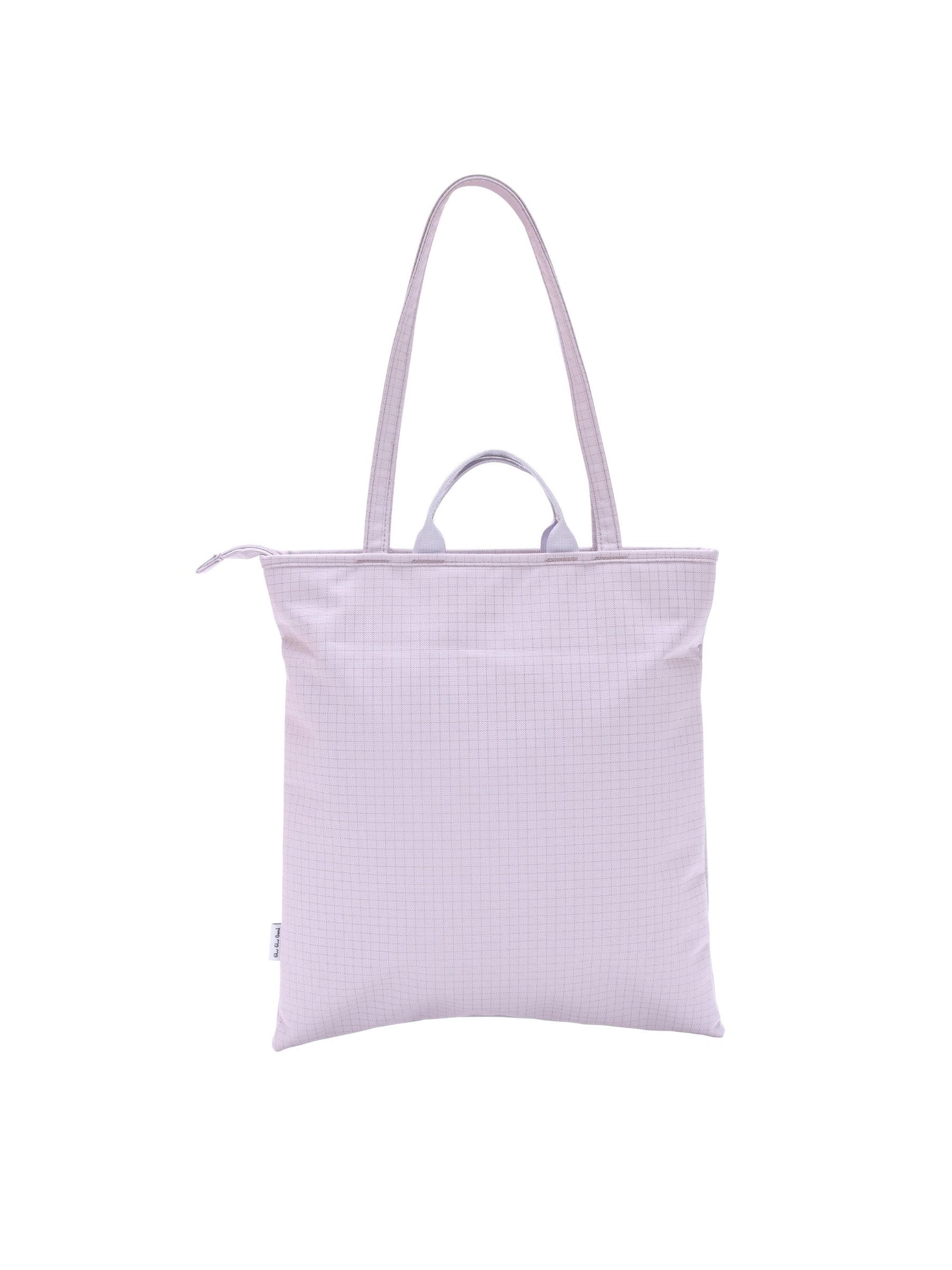 Pale blue-purple 15.6-inch vertical laptop shoulder bag back view