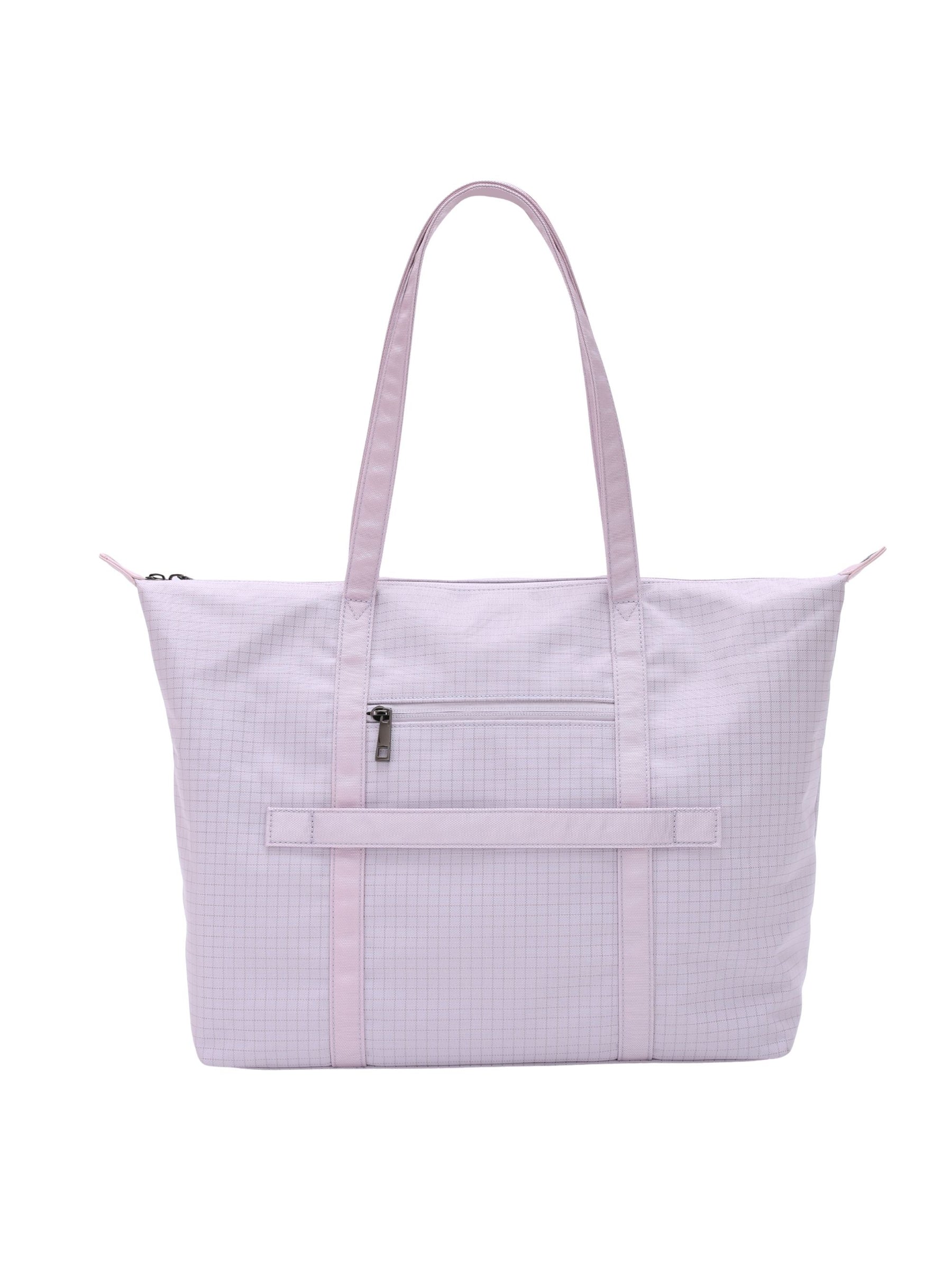 Light purple 16-inch water-resistant laptop tote bag back view