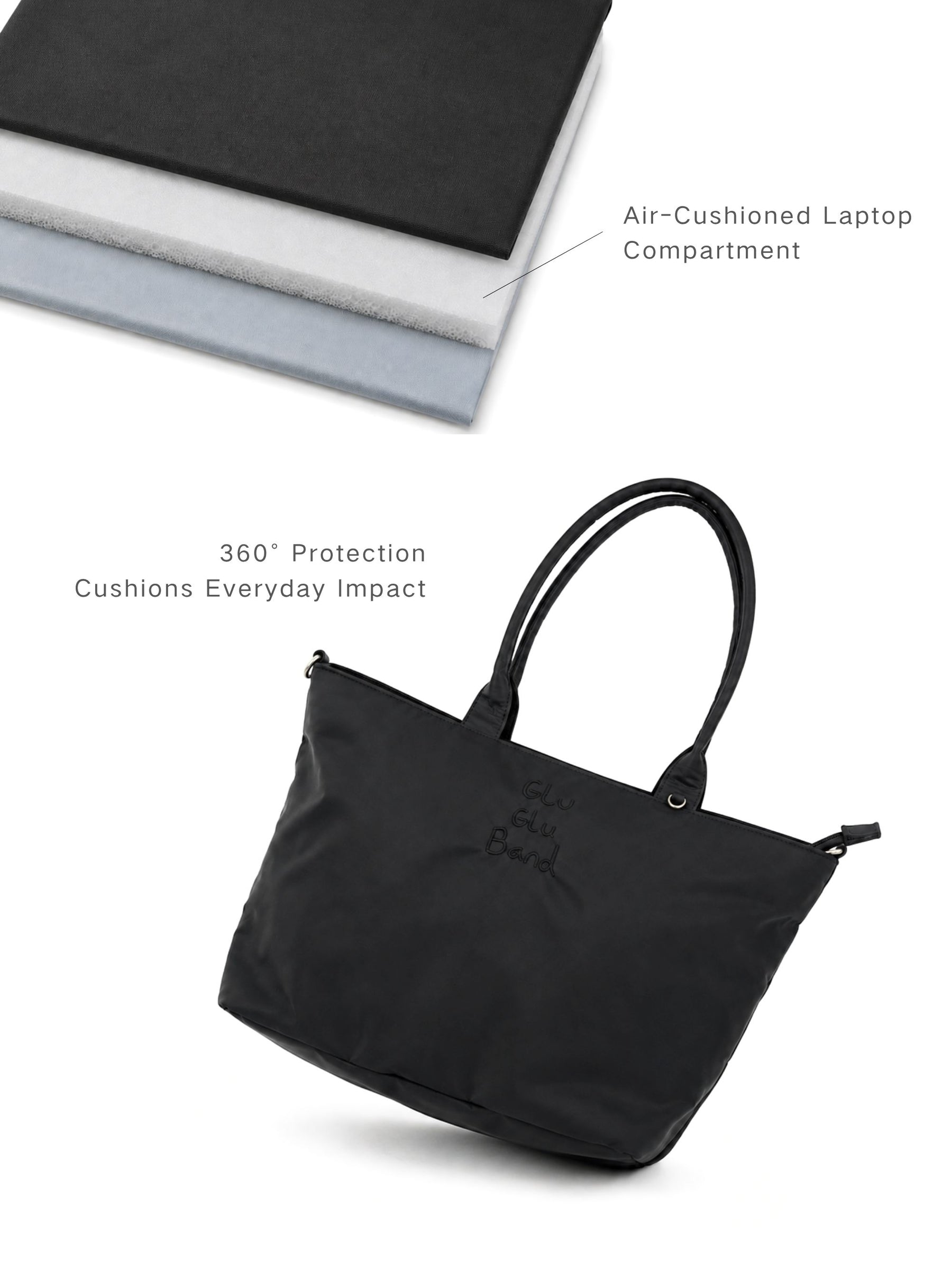 Water-resistant laptop tote bag with padded laptop compartment