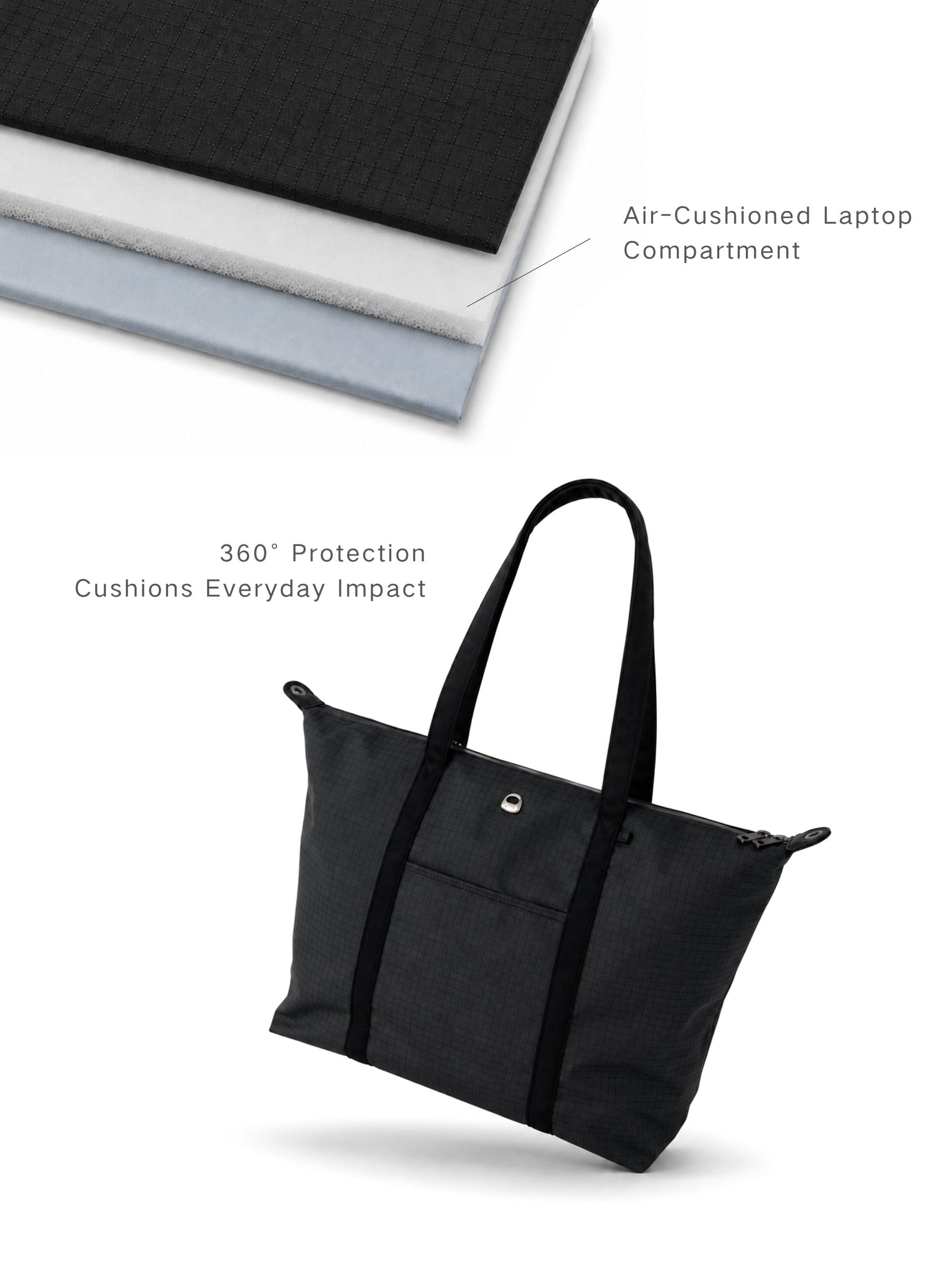 Water-resistant laptop tote bag with padded laptop compartment