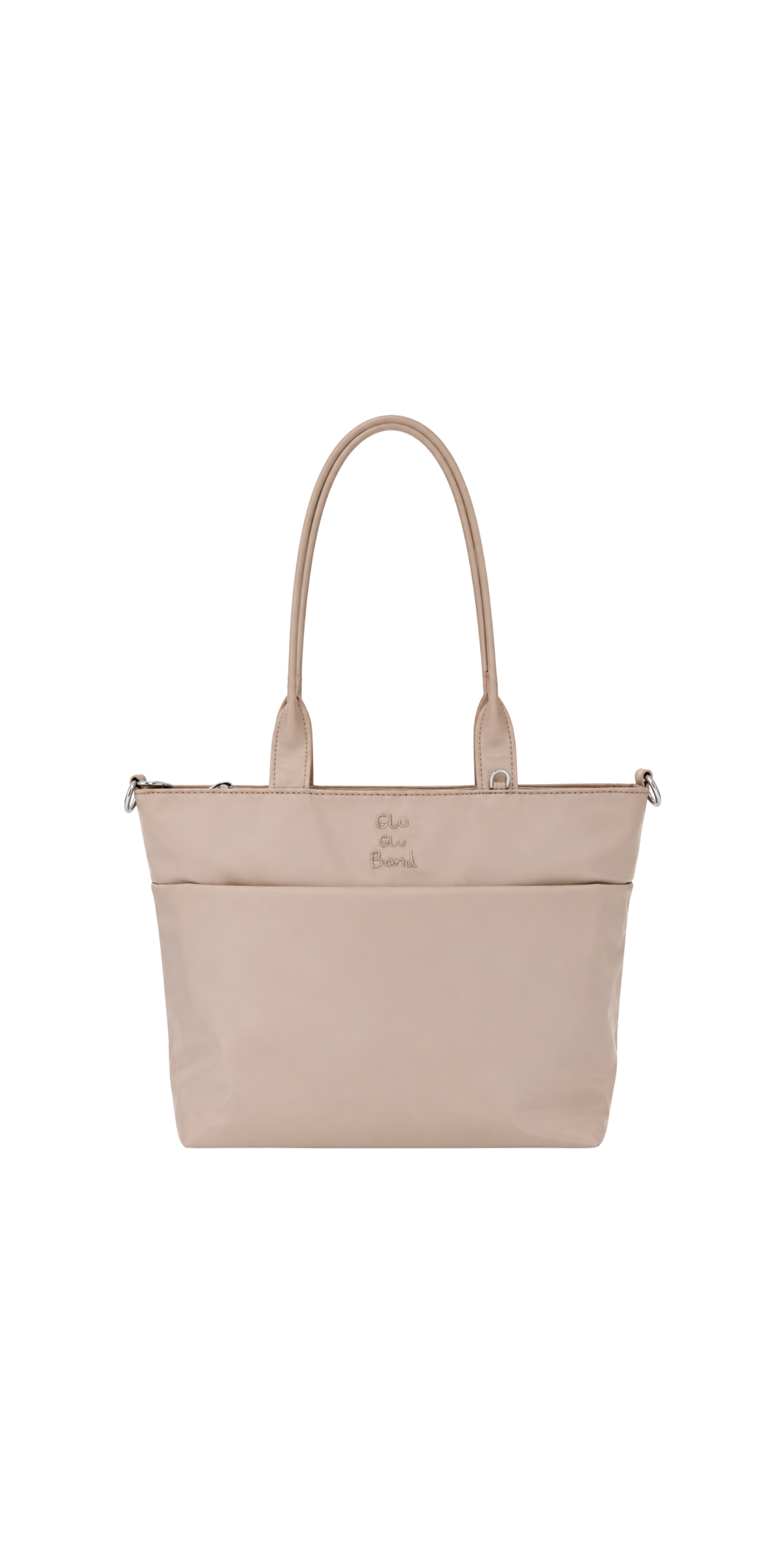 Champagne 12-inch water-resistant iPad tote bag studio view