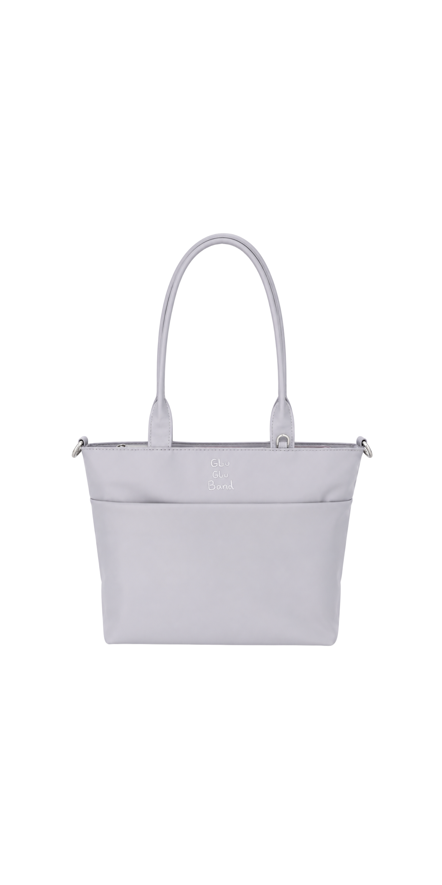 Pale blue-purple 12-inch iPad tote bag studio front view