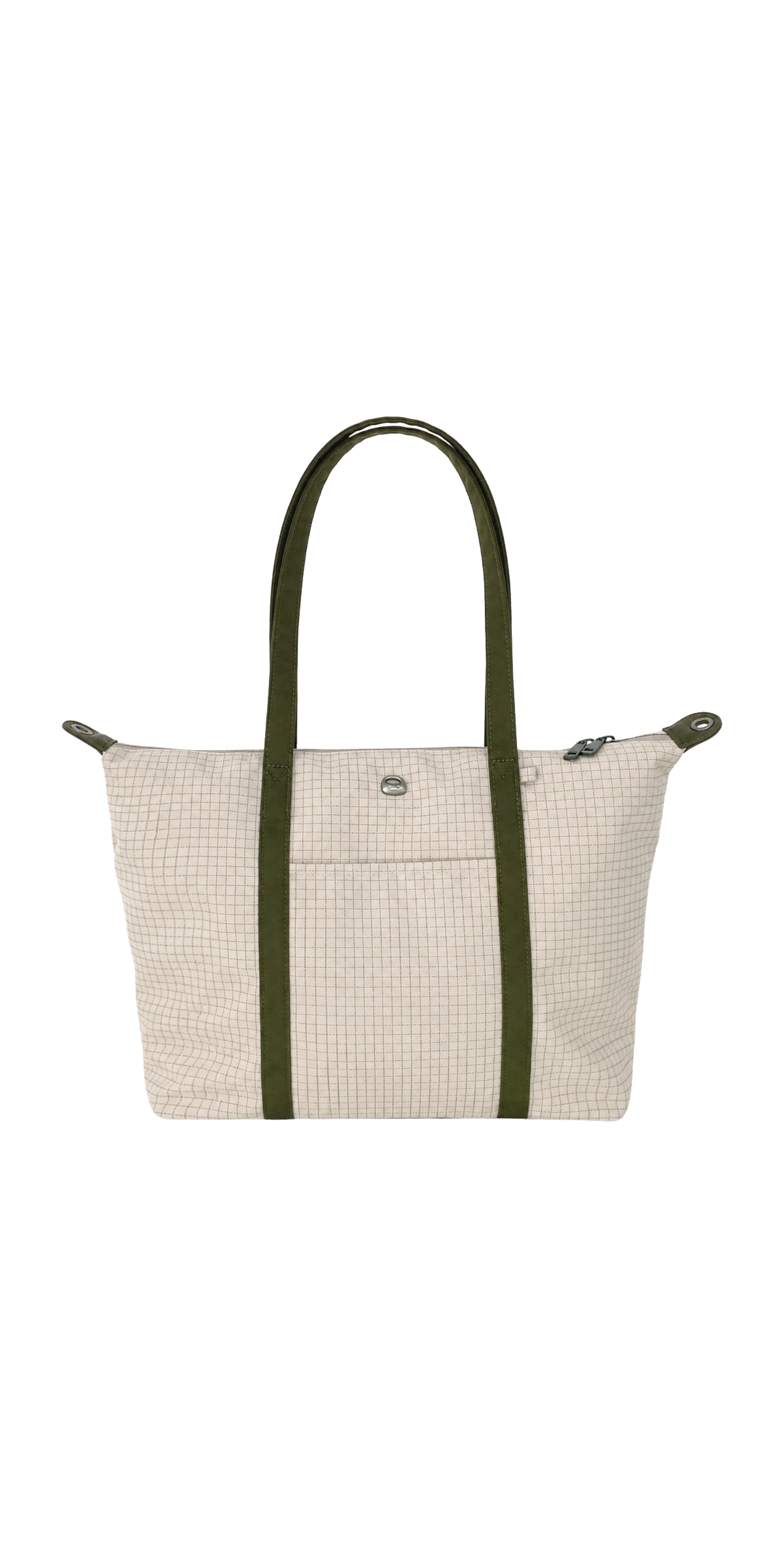 Beige 14-inch preppy laptop tote bag studio view