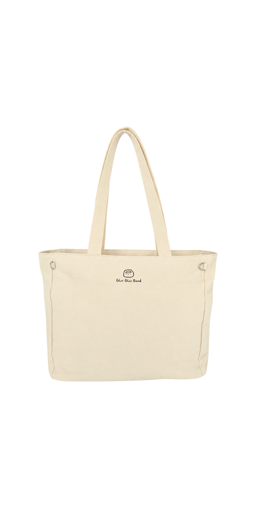 Beige 16-inch canvas laptop tote bag studio view