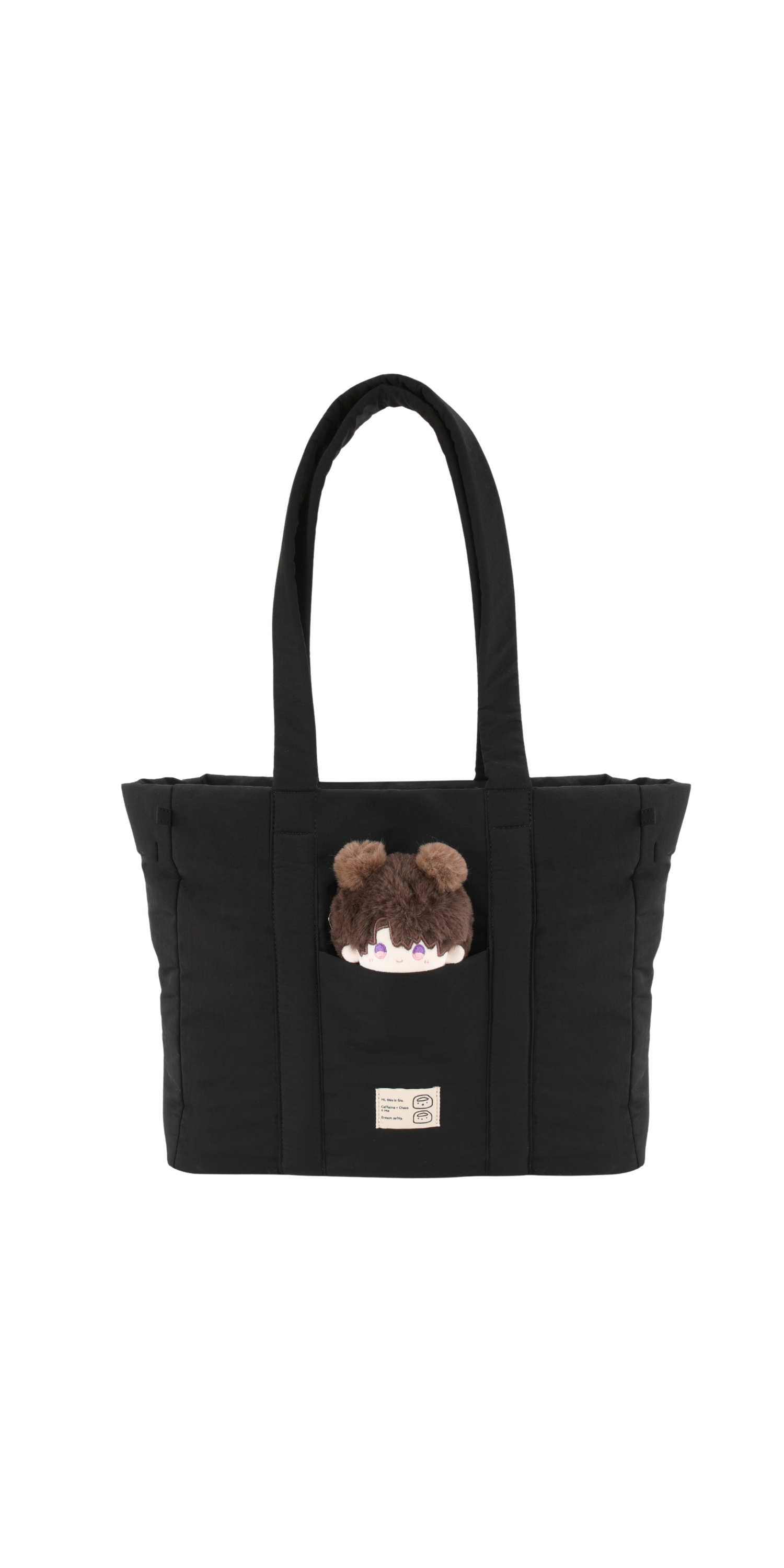 Black 16-inch padded laptop tote bag studio view