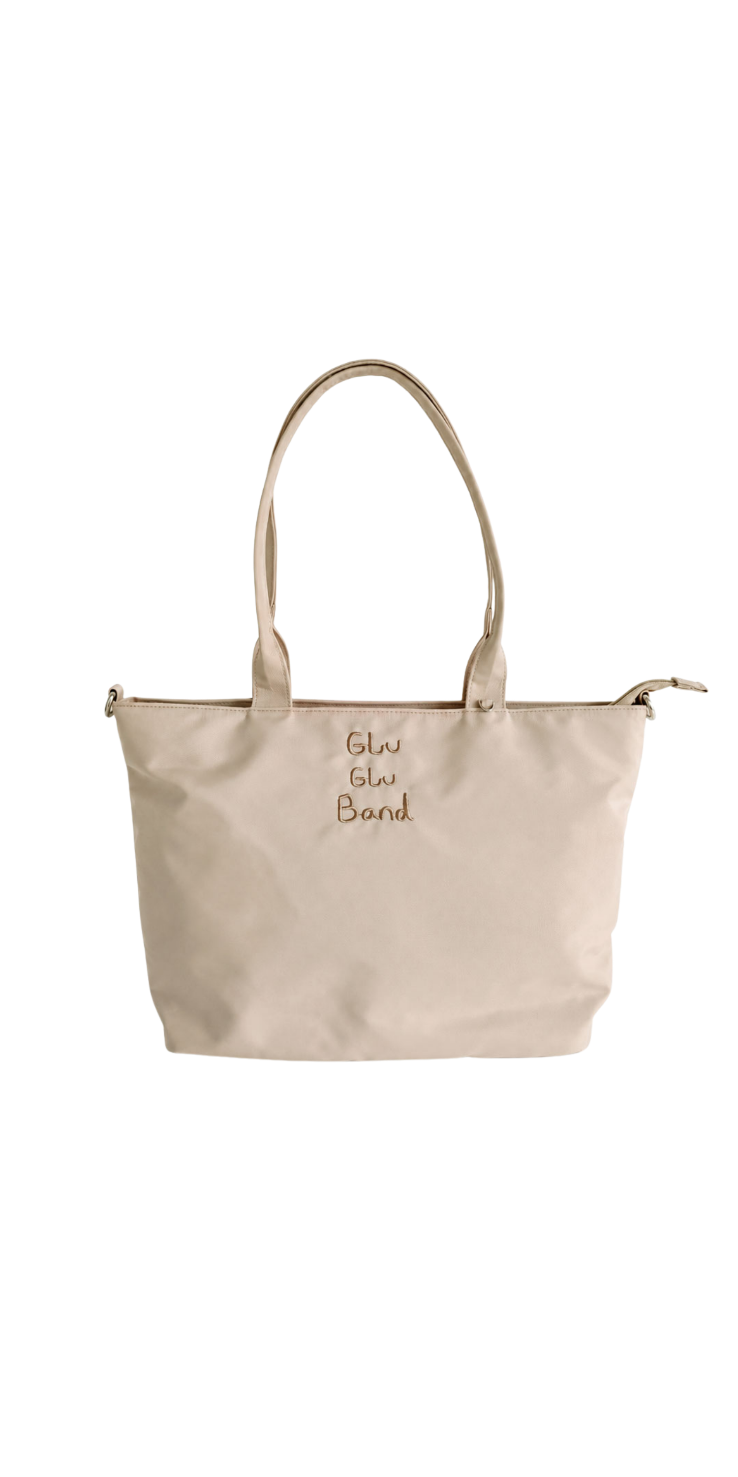 Champagne water-resistant laptop tote bag studio view