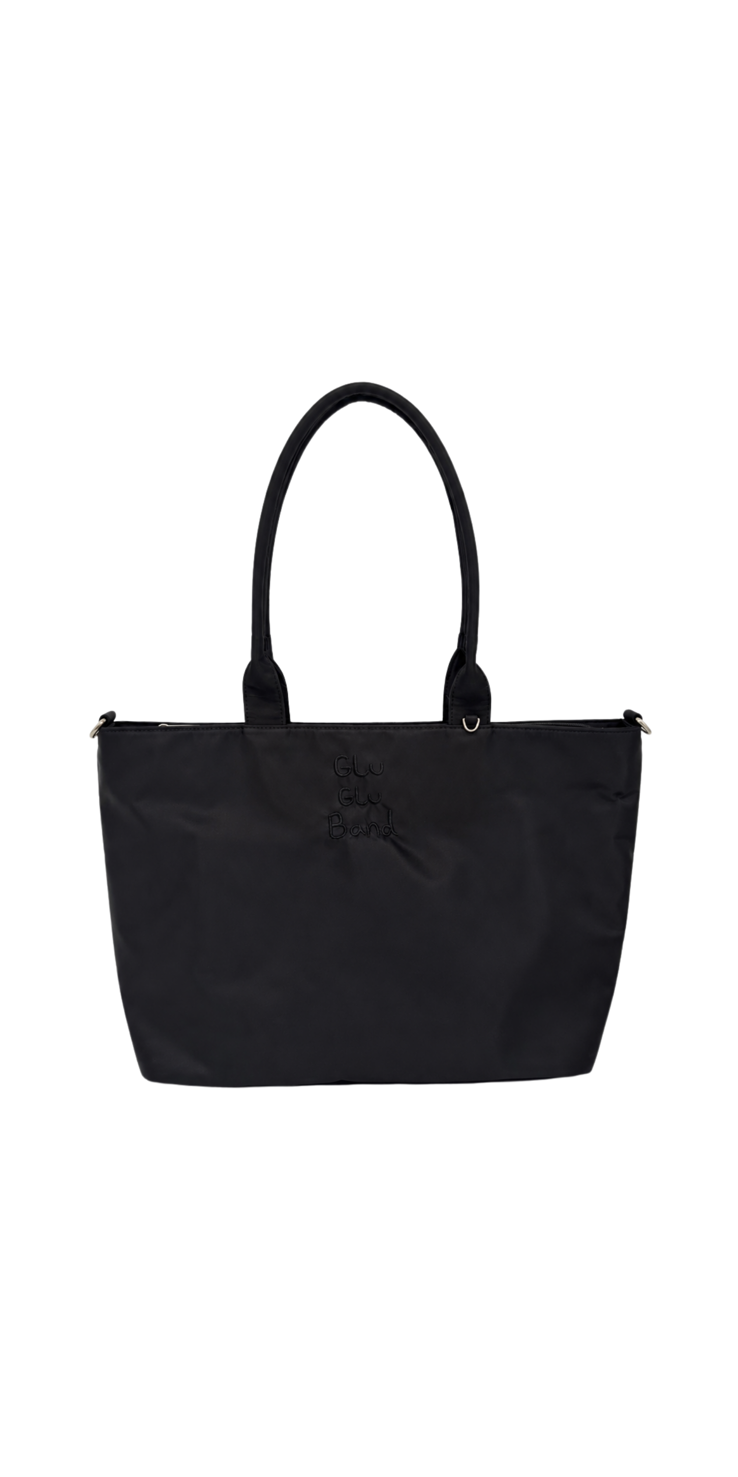 Carbon black water-resistant laptop tote bag studio view