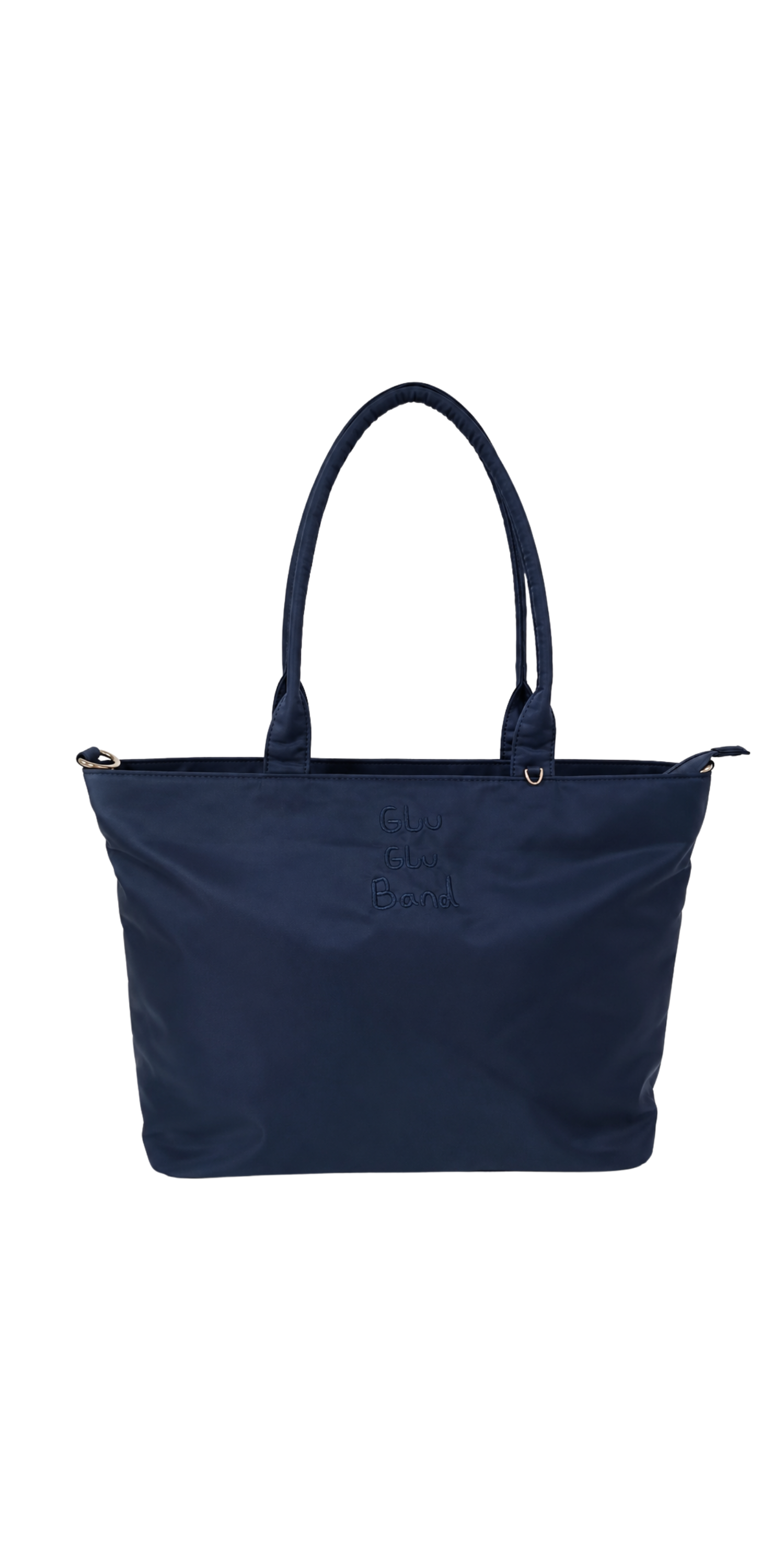 Night blue water-resistant laptop tote bag studio view